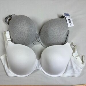 Fruit of the Loom Bra Lot 40DDD Full Coverage White Gray Wireless Comfort 2PC